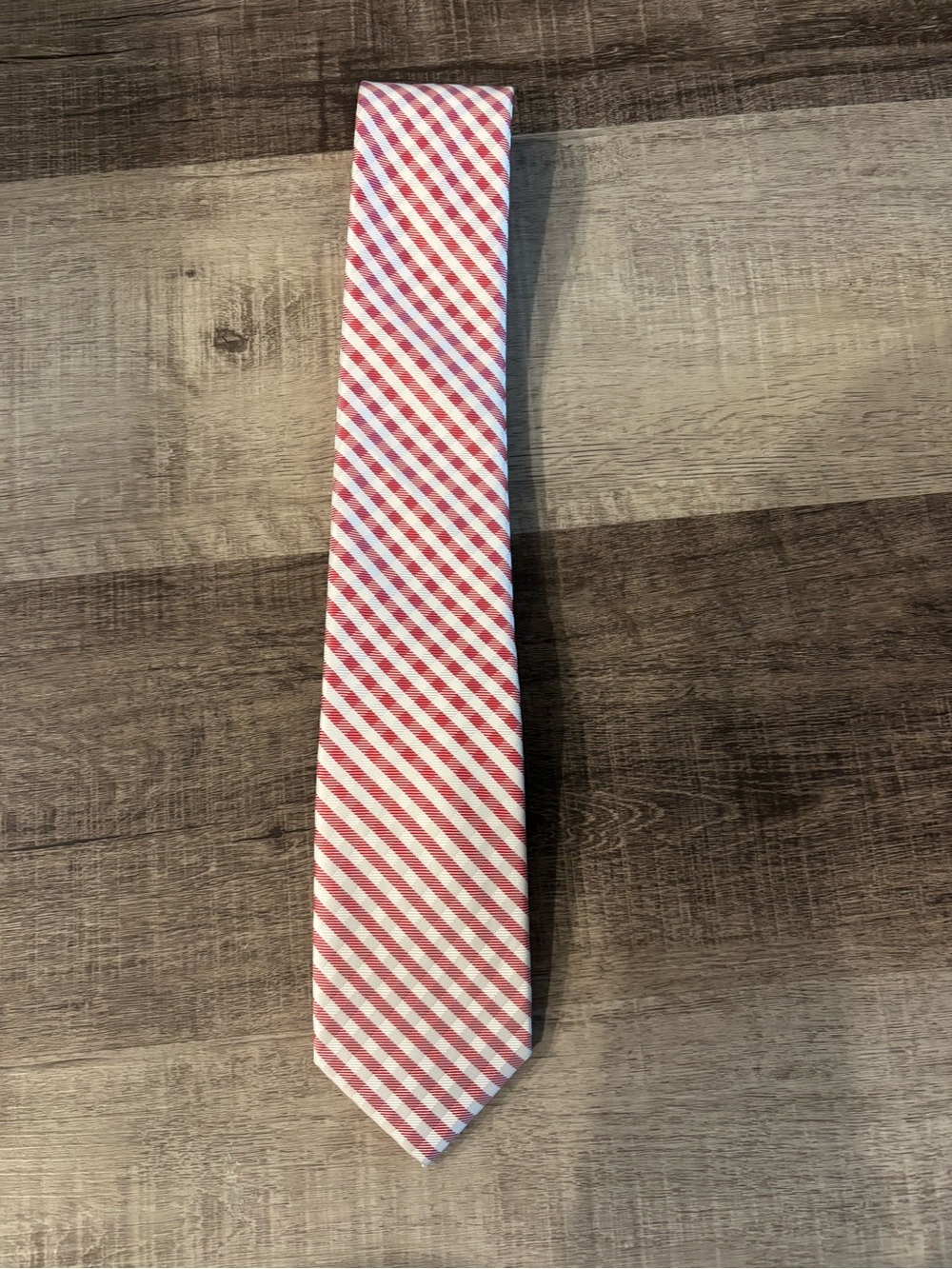 Chaps Pink and White Diagonal Stripe Tie